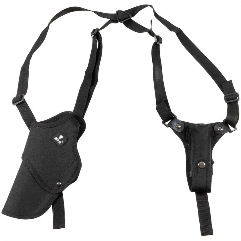 MFH Shoulder Holster Left Handed Adjustable Fit Mag Pouch Double Safety Catch