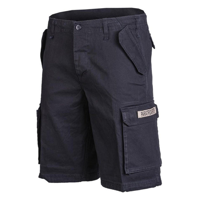 Short de parachutiste léger en moleskine noire Mil-Tec avec poches cargo et passants de ceinture pour une utilisation en extérieur et au travail