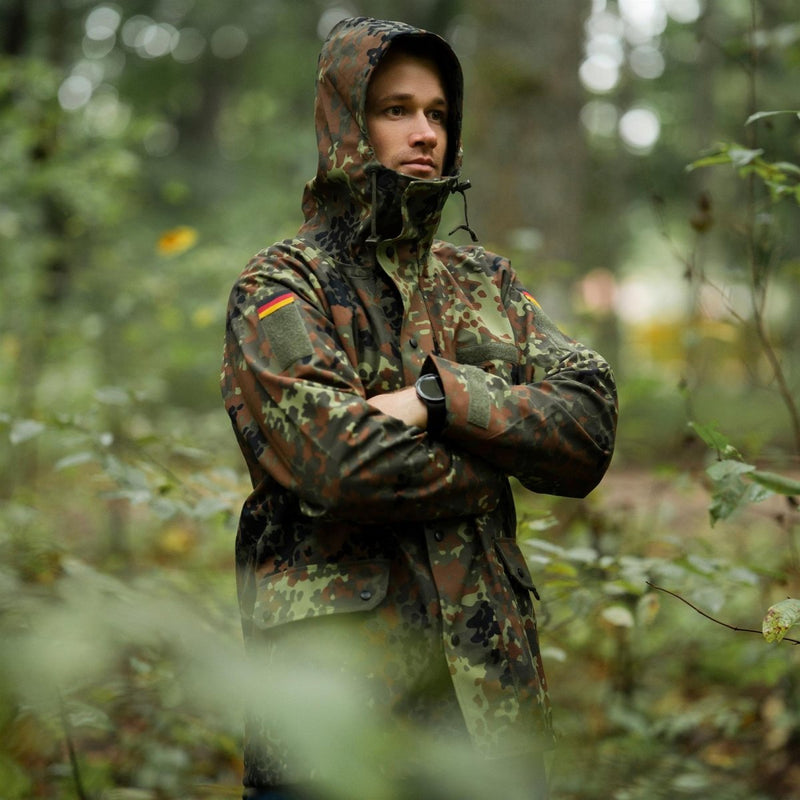 Veste de campagne de l'armée allemande de marque Mil-Tec GoreTex Flecktarn camouflage imperméable à l'eau