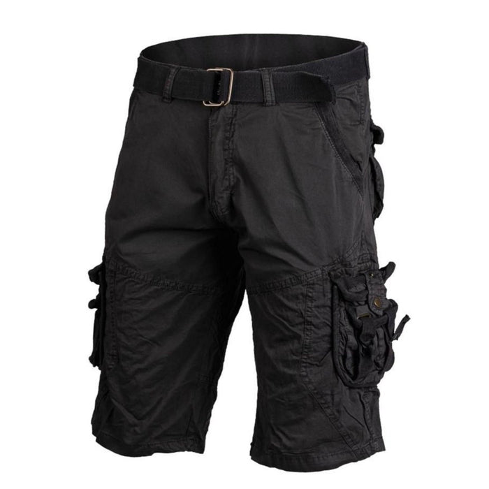 Short cargo noir de style militaire Mil-Tec Germany avec taille réglable et multiples poches sécurisées, look vintage prélavé.