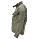 Side view of olive drab Mil-Tec Chimera military ripstop jacket with tactical pockets and adjustable cuffs