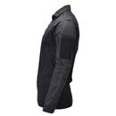 Mil-Tec black tactical combat shirt with padded elbows and shoulders, durable and breathable for intense missions.