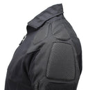 Black Mil-Tec tactical combat shirt with padded shoulders and elbows for impact protection and durability.