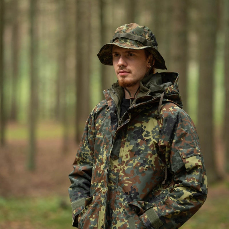 Chapeau de brousse de style militaire en ripstop de marque Mil-Tec, casquette militaire légère en flecktarn