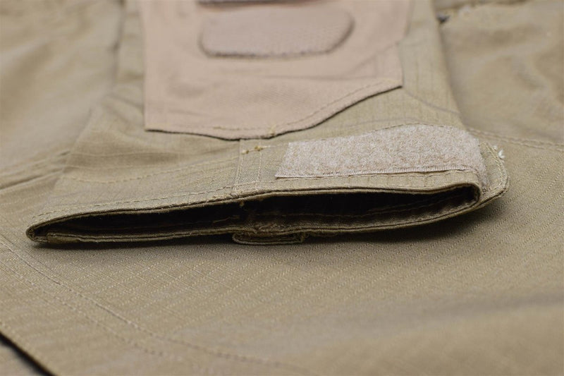 Close-up of cuff with adjustable Velcro strap on dark coyote brown Mil-Tec military ripstop combat jacket