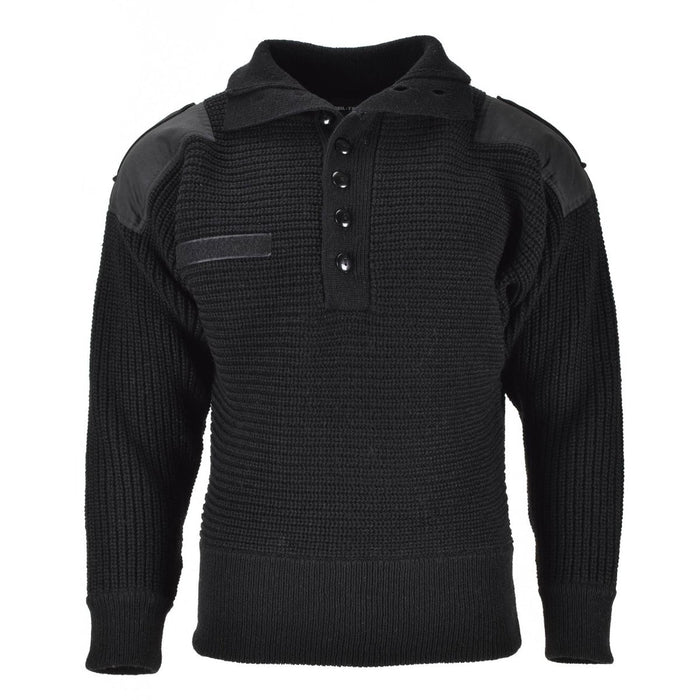 Mil - Tec Brand Sweater Austrian Army style Alpine Pullover Knit Men Black Wool - GoMilitar