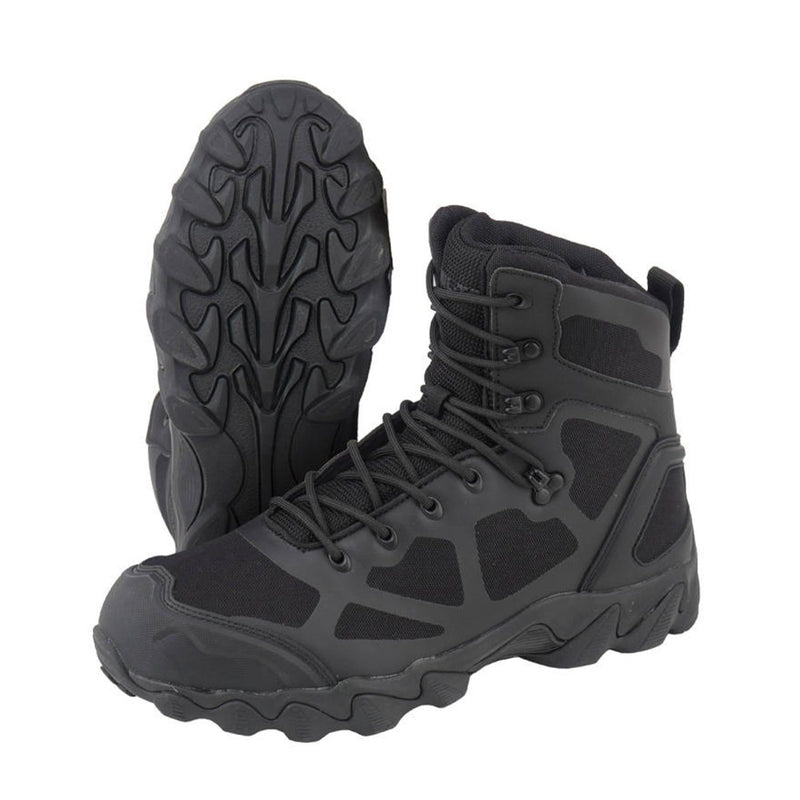 Black MIL-TEC Chimera tactical boots with high ankle support, lightweight design, and rugged slip-resistant sole.
