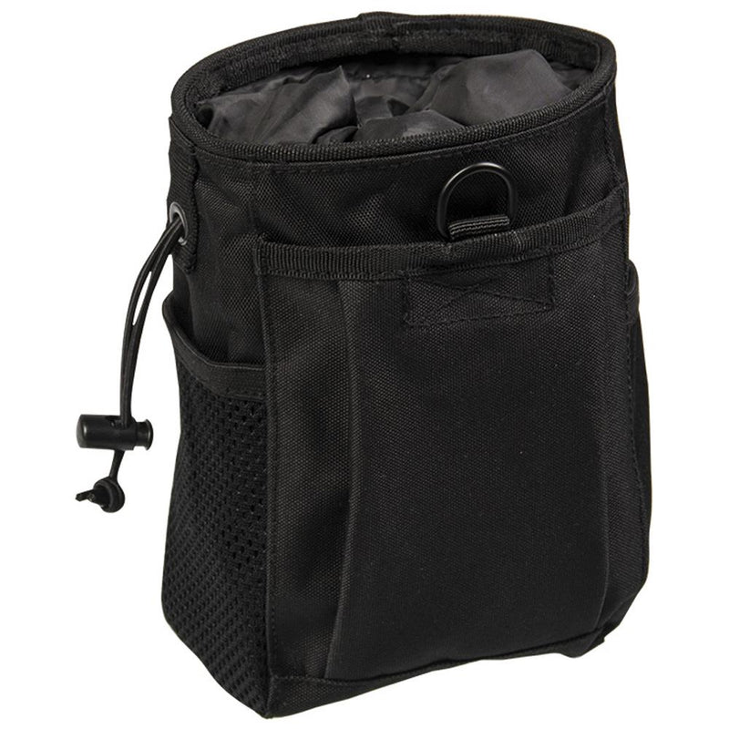 Black MIL-TEC empty mag shell pouch with MOLLE straps, durable design for secure magazine storage and easy attachment.