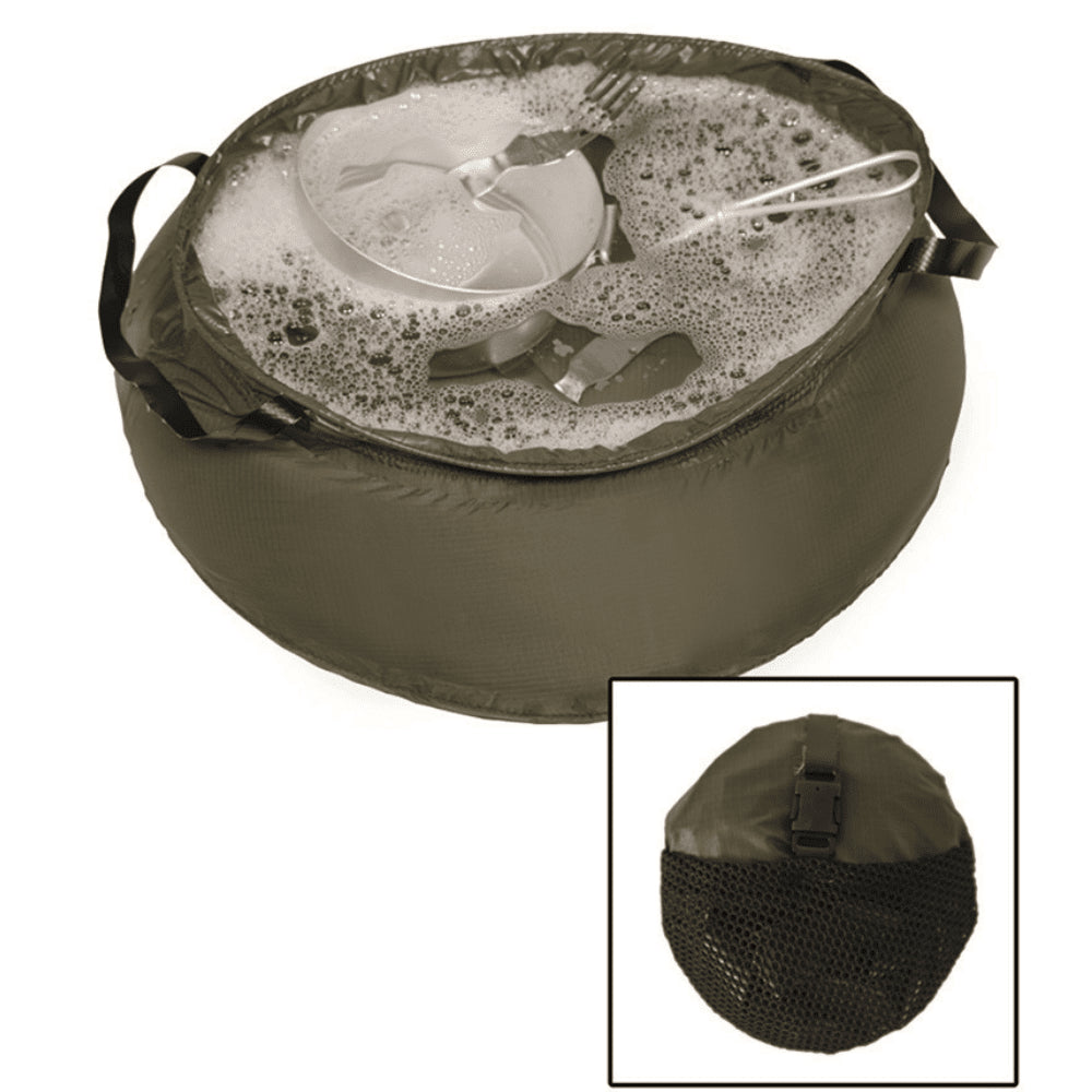 Mil-Tec Foldable Nylon Bowl 10L OD Green Camping Washing Basin Packable