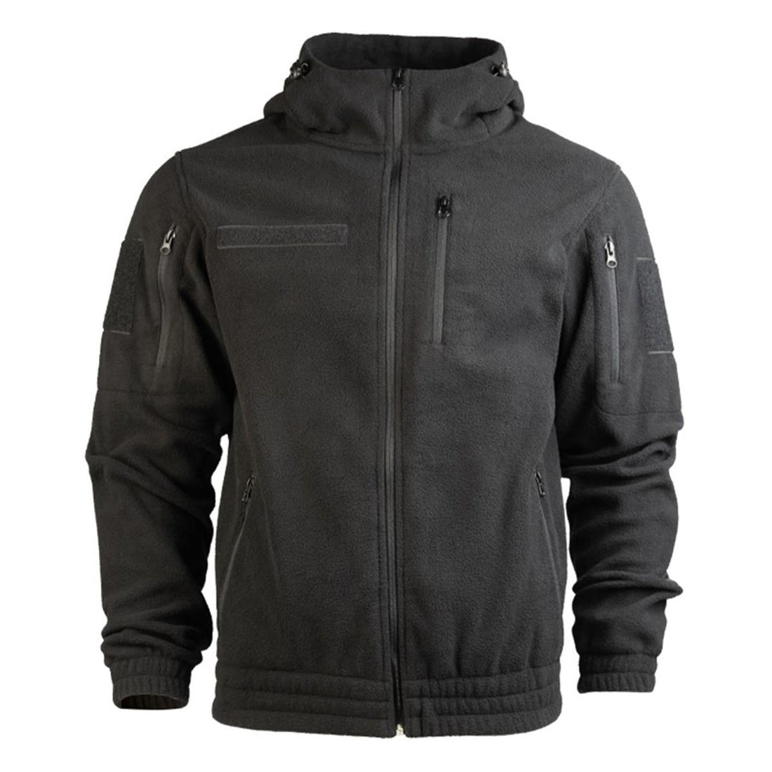 MIL-TEC GEN II Fleece Jacket Warm Reinforced Elbows Hood Chest Pocket Black