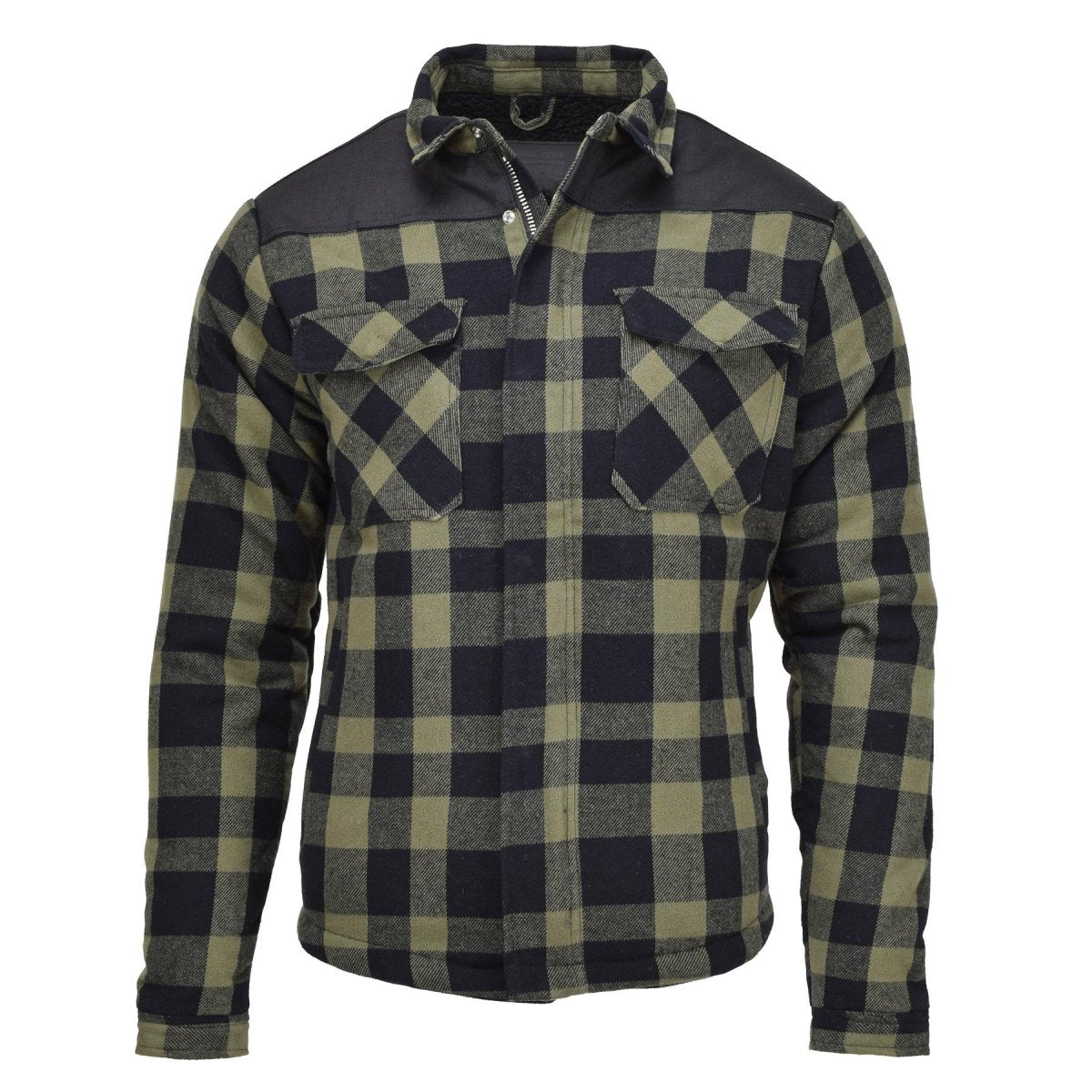 MIL-TEC German Military Lumberjack jacket plaid checkered warm black olive NEW