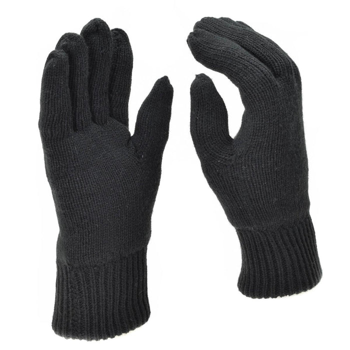 Gants d'hiver tricotés Mil-Tec noirs avec doublure THINSULATE™ pour une utilisation chaude et tactique en extérieur.