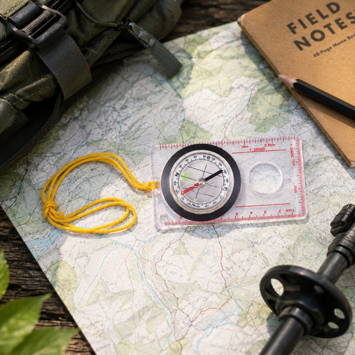 Mil-Tec Map Compass Transparent Base Plate Hiking Camping Navigation Tool