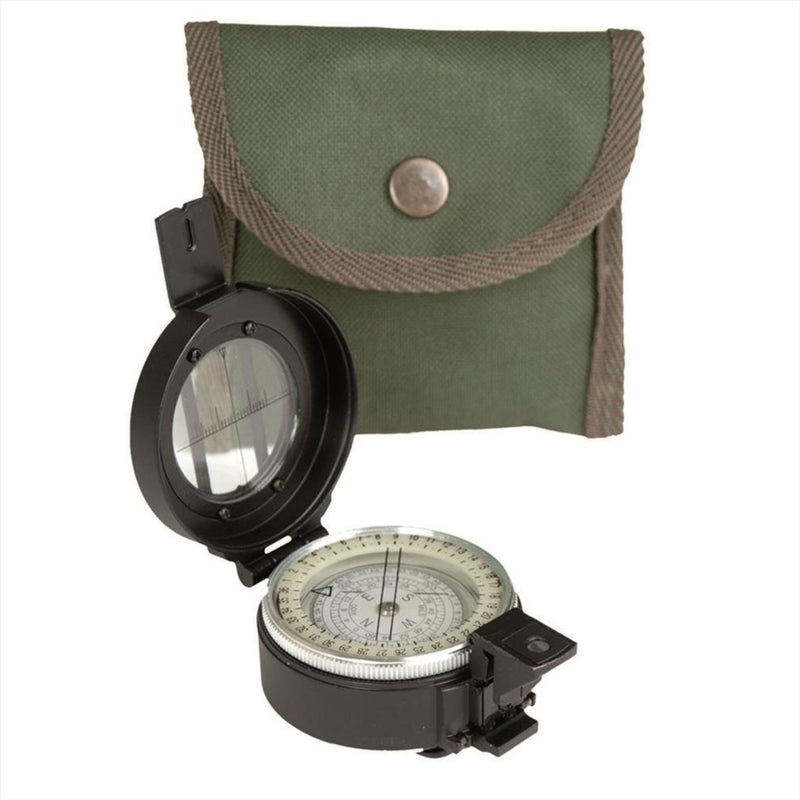 Mil-Tec Metal Lensatic Compass Aluminium Basing Shiny Face Navigation Black
