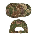 Top and back view of MIL-TEC military style camouflage base cap with adjustable strap and patch plates