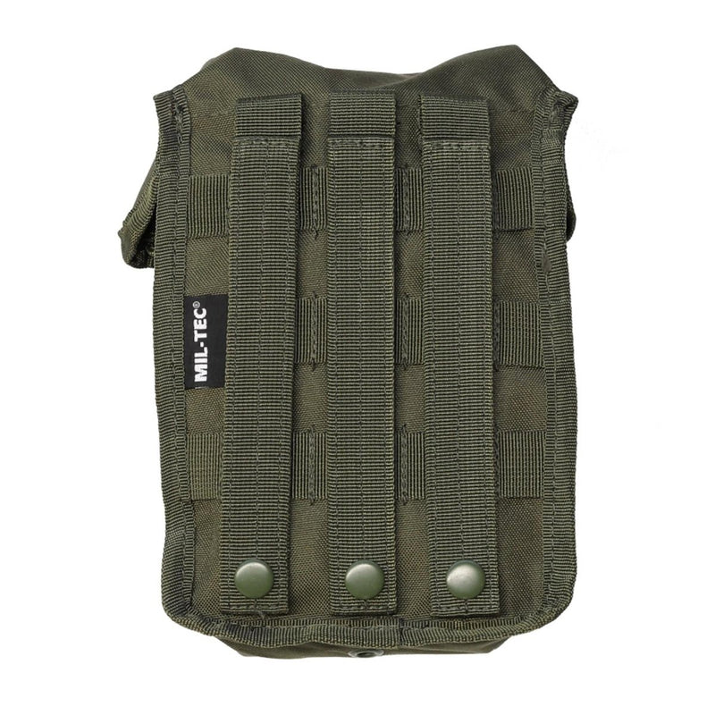 MIL-TEC large olive tactical pouch with MOLLE straps, durable water-resistant design for secure outdoor gear storage.