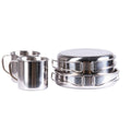 Batterie de cuisine d'extérieur MIL-TEC 8 pièces en acier inoxydable pour camping, casserole, tasse, assiette
