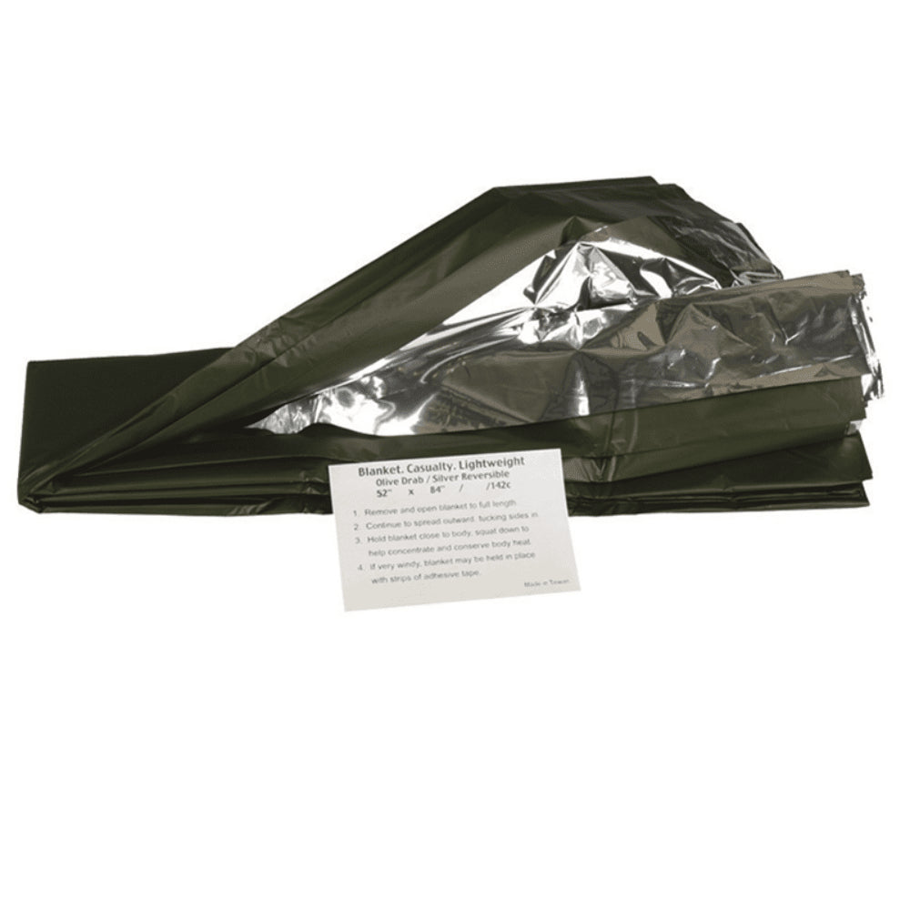 Mil-Tec Couverture de Survie Thermique d'Urgence Légère Olive Aluminiumisée
