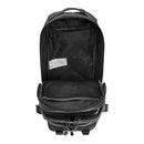 Open black MIL-TEC U.S. Assault style tactical 20L backpack showing spacious main compartment and organizer pockets.