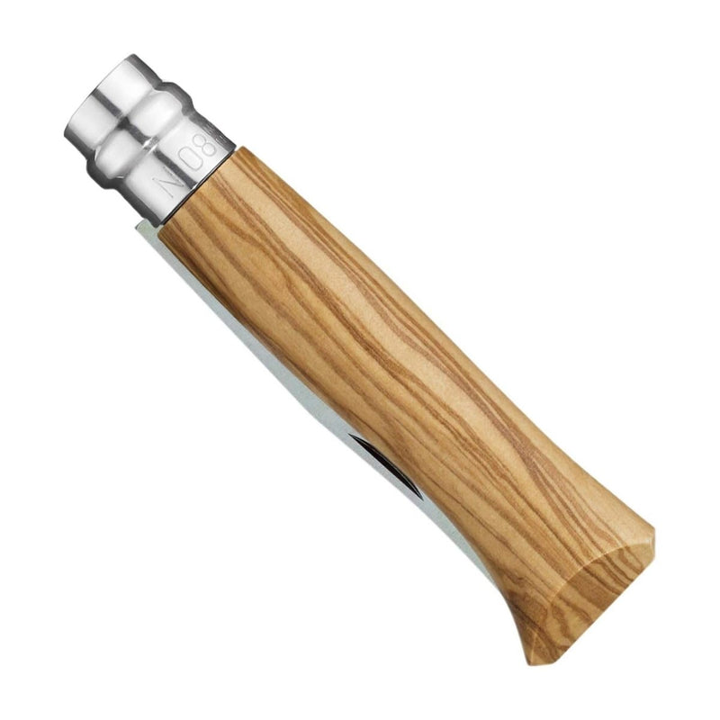 Opinel n ° 08 couteau pliant sandvik 12c27 lame à lame ordinaire en inoxydable poignée en bois d'olive