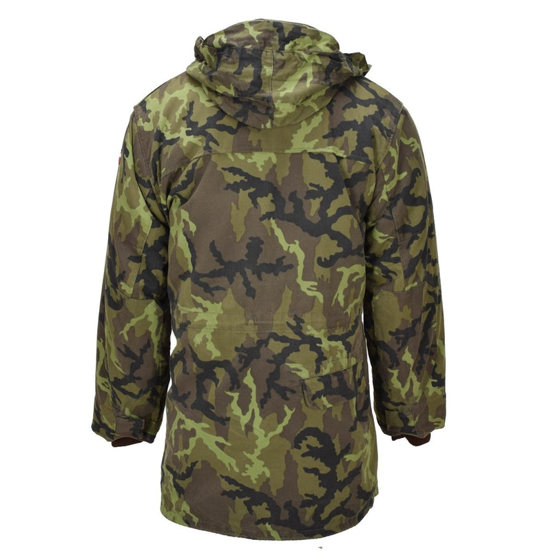 Veste de style parka militaire tchèque originale avec doublure en fausse fourrure camouflage M95