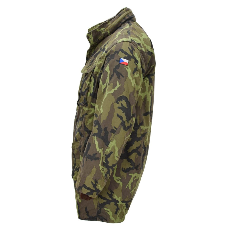 Veste de style parka militaire tchèque originale avec doublure en fausse fourrure camouflage M95