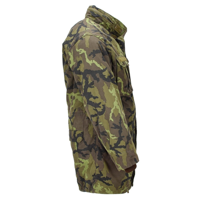 Veste de style parka militaire tchèque originale avec doublure en fausse fourrure camouflage M95