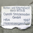 Textile label on fabric with brand and product details