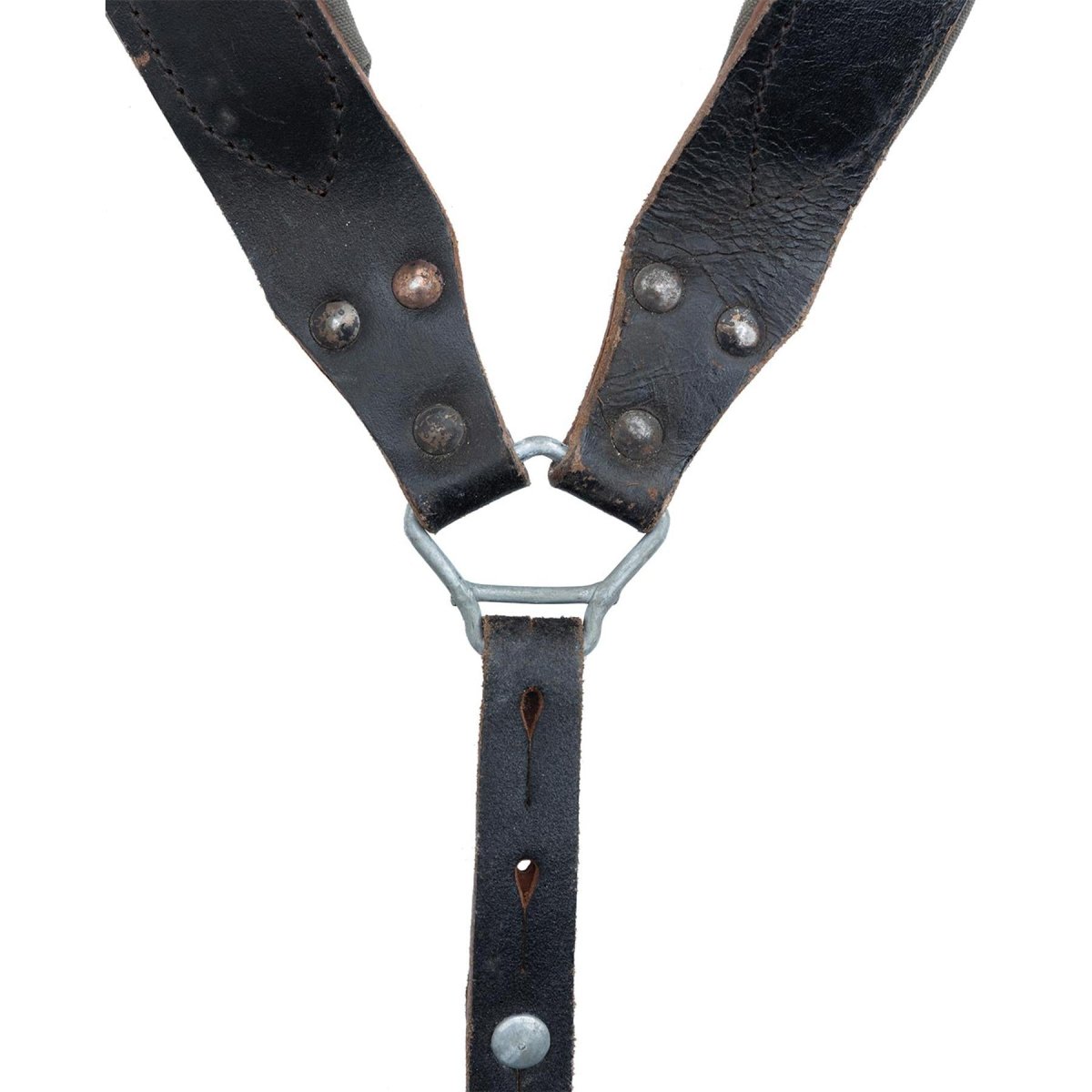 Bretelles Y-Strap originales de l'armée autrichienne en cuir véritable vintage surplus militaire