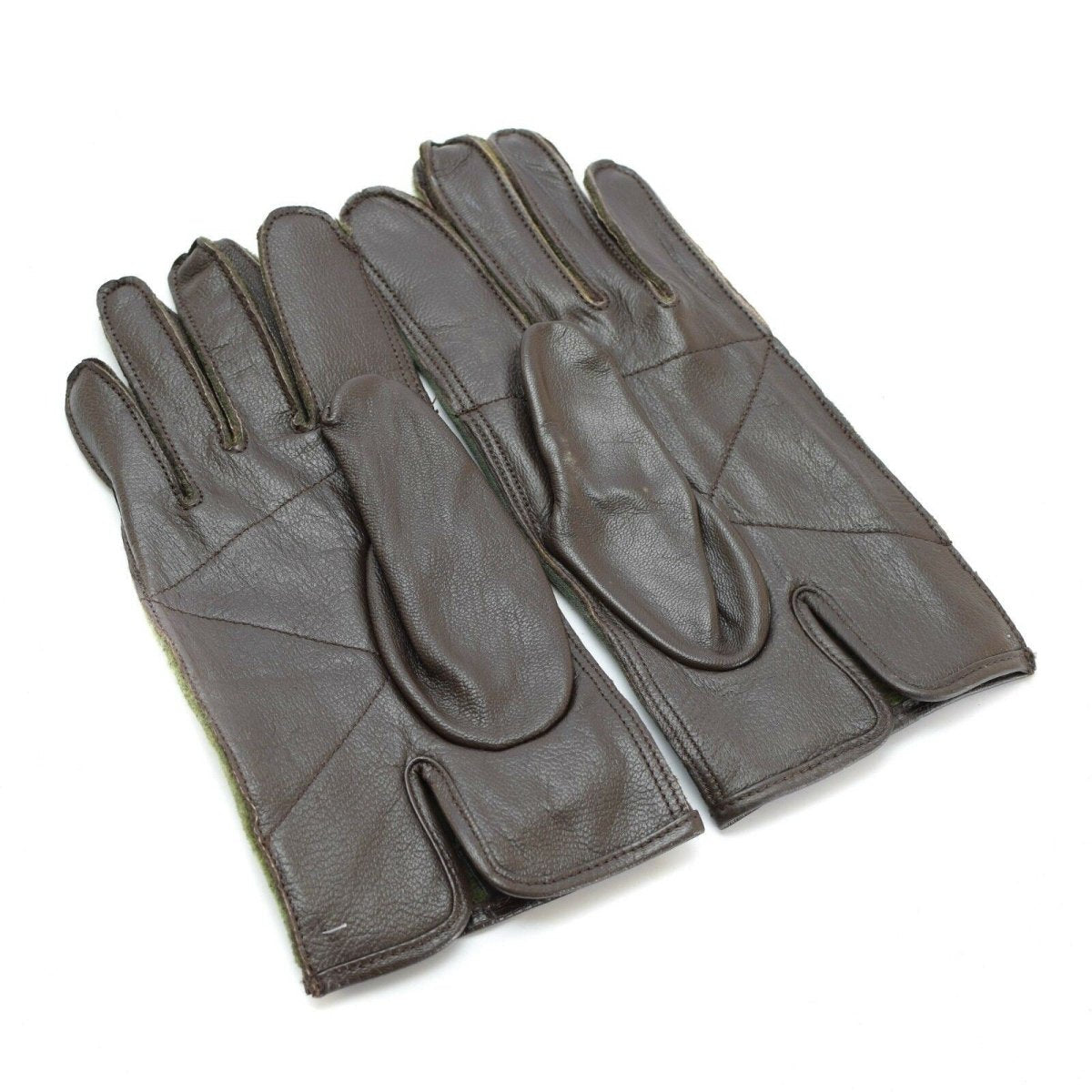 Gants de combat originaux de l'armée belge style Seconde Guerre mondiale gants en cuir nylon Olive NEUF