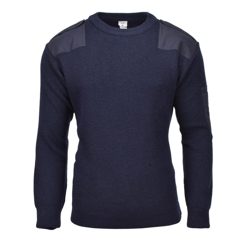Navy blue sweater on a white background