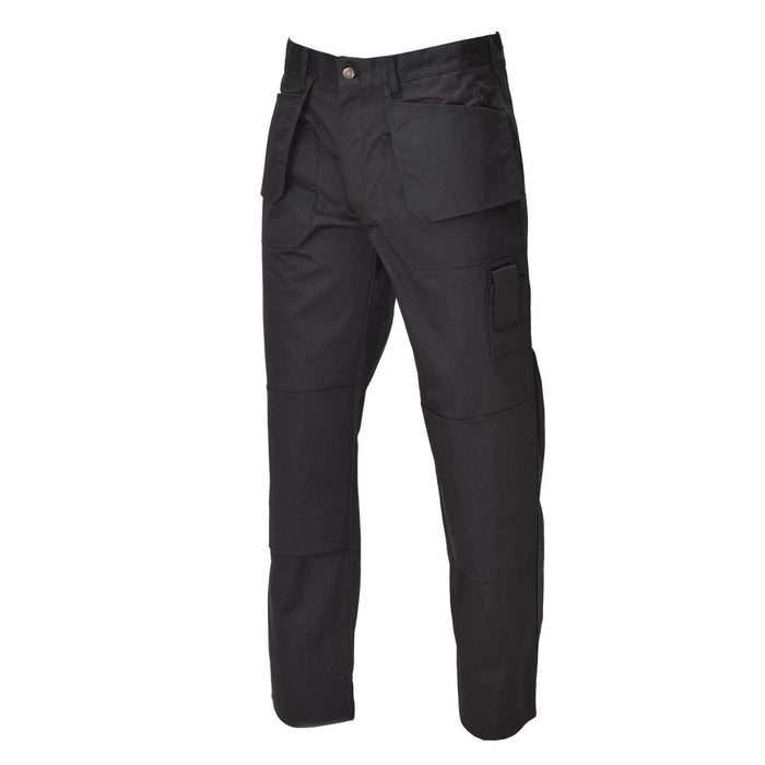 Pantalon cargo de travail militaire belge noir avec genoux renforcés et multiples poches, conçu pour la durabilité et le confort.