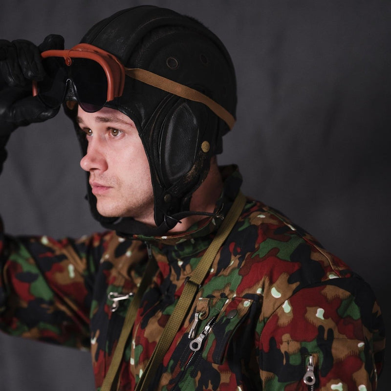 Casque de sécurité militaire belge d'origine pour tankiste, protection des oreilles et de la tête, chapeau noir