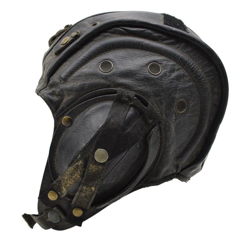 Casque de sécurité militaire belge d'origine pour tankiste, protection des oreilles et de la tête, chapeau noir