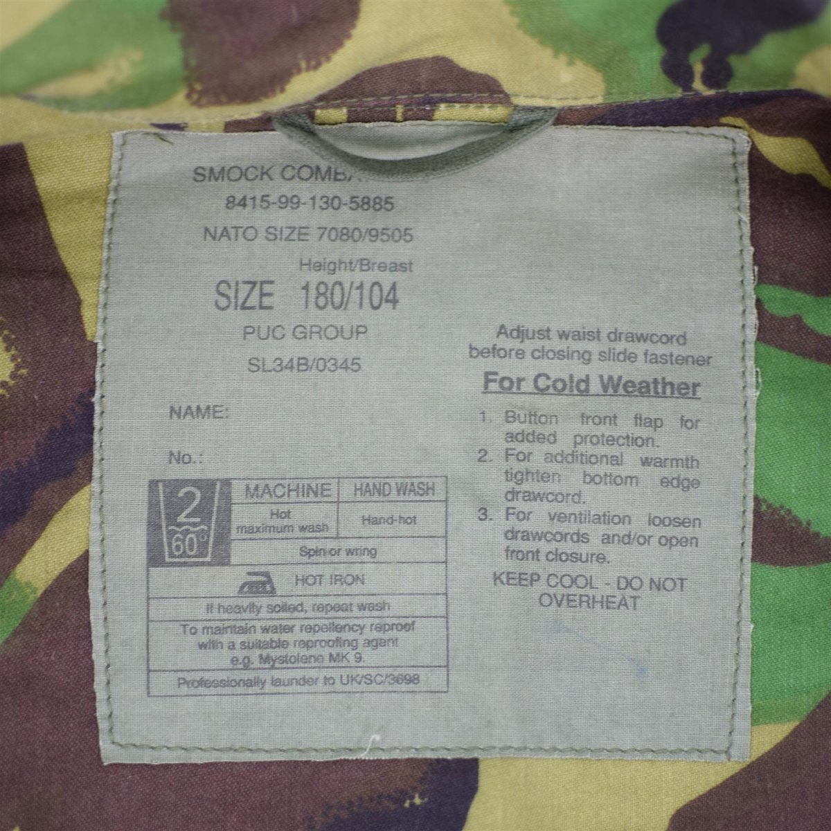 Original British army jacket BDU combat smock cold weather parka military issue