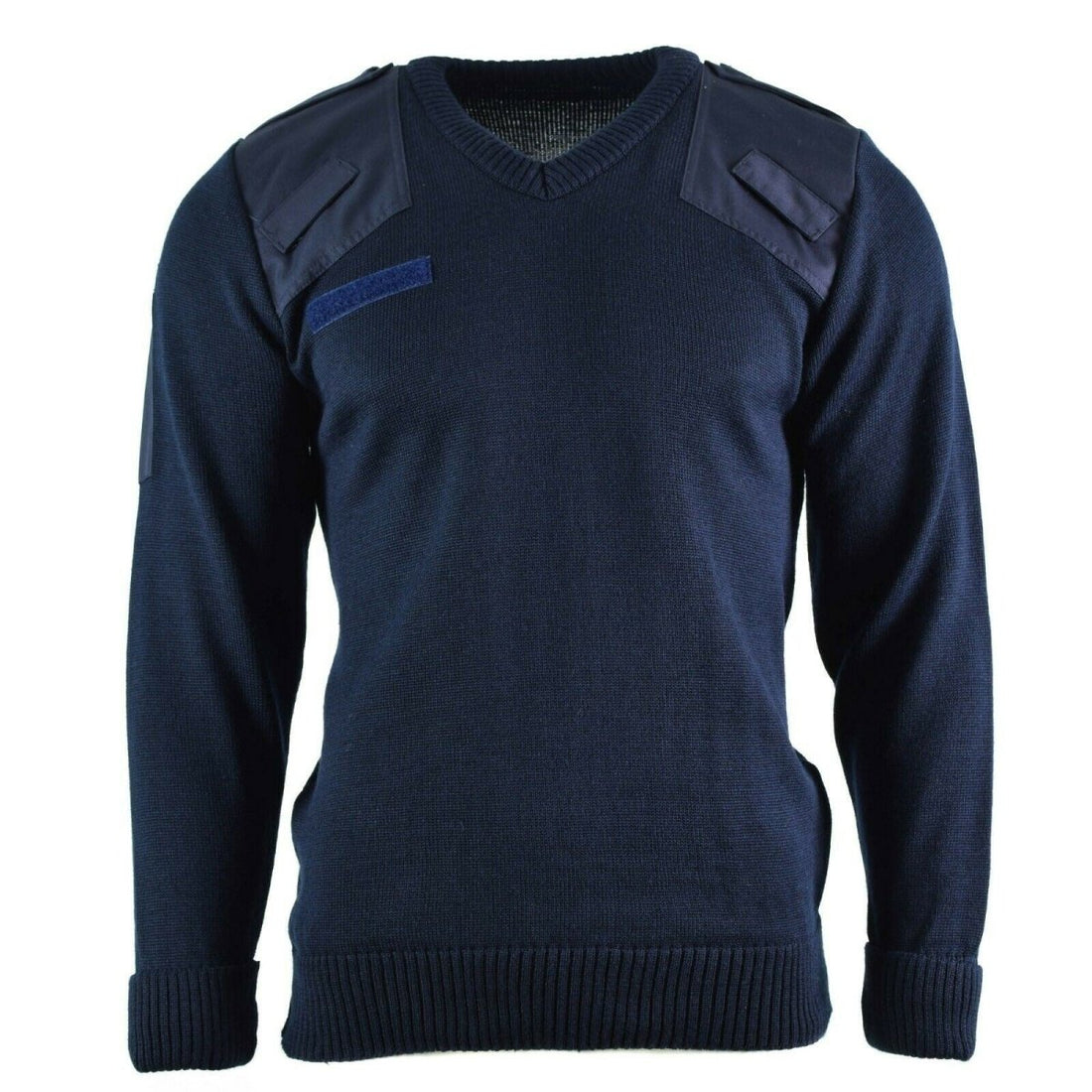 Pull de police de l'armée britannique original Commando Jumper Pull col V bleu