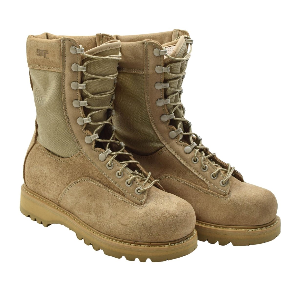Bottes de combat STC originales de l'armée canadienne en cuir suédé, surplus militaire marron