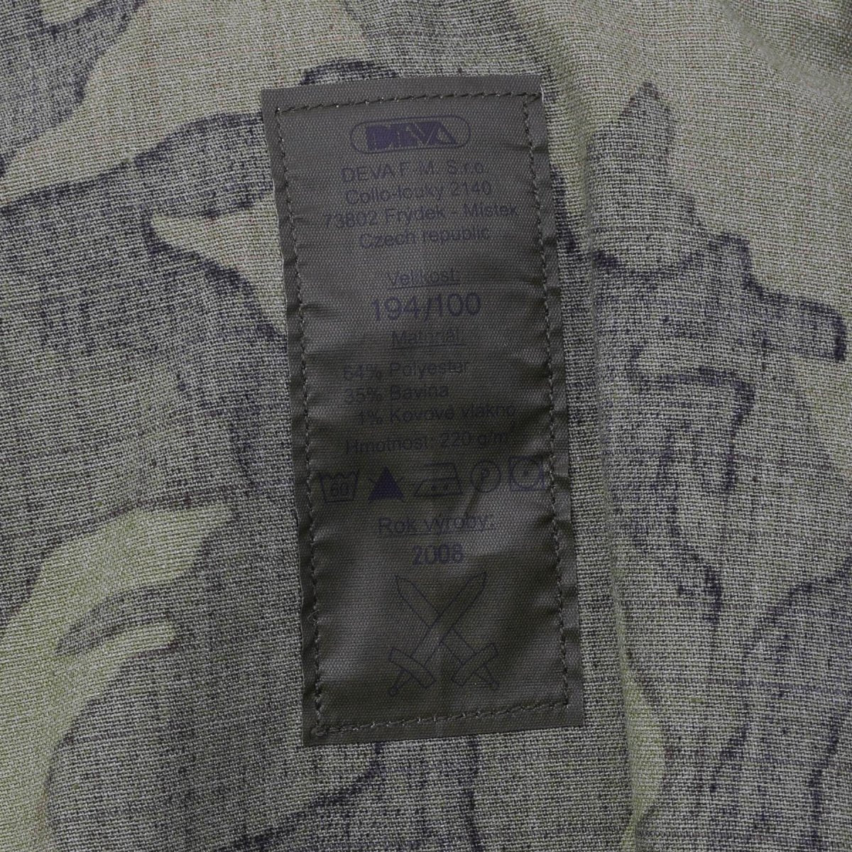 Veste de combat militaire tchèque originale en polycoton VZ95 camouflage