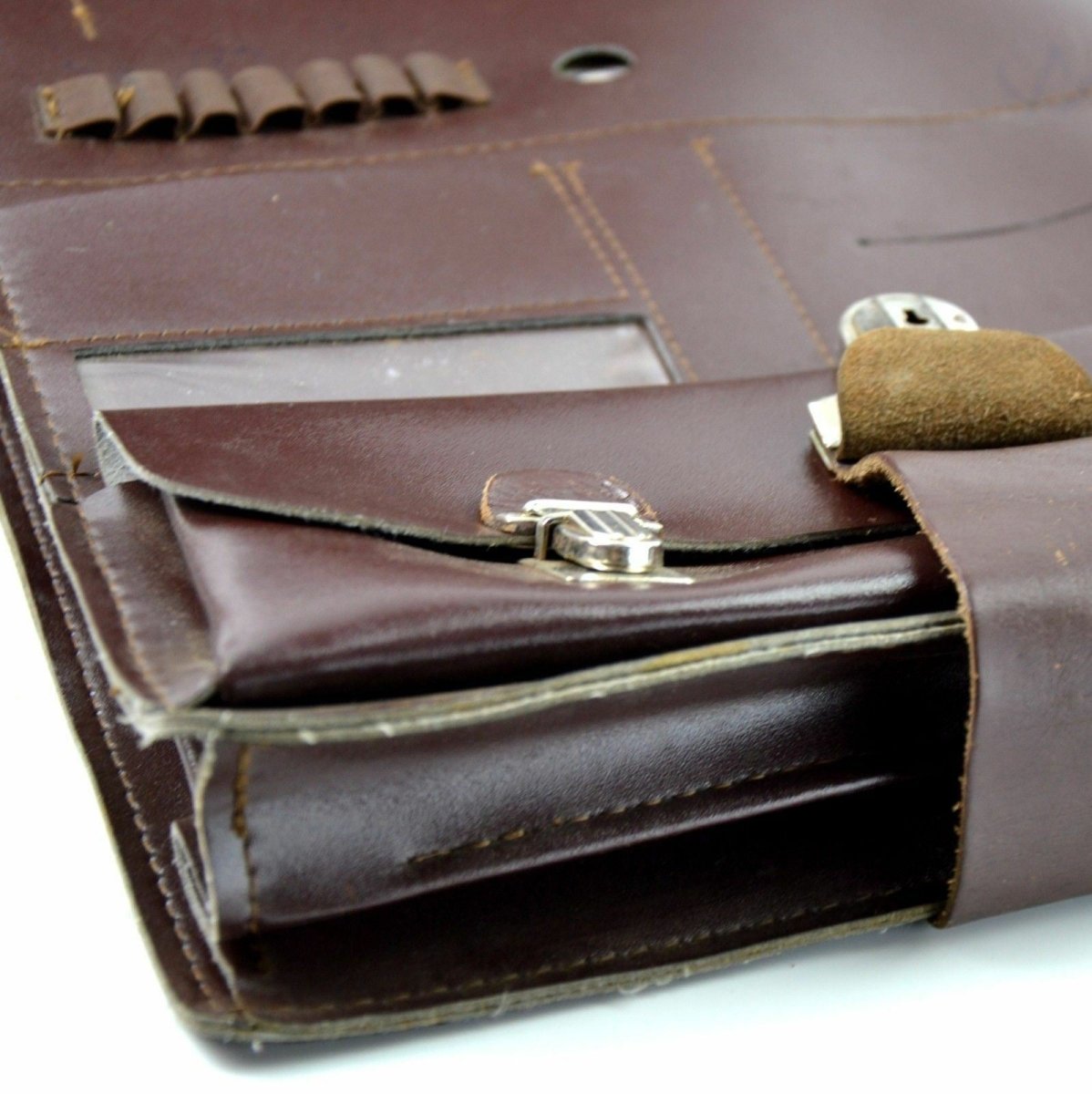 Étui de carte de carte de carte de sac à épaule militaire tchèque Case de document Brown