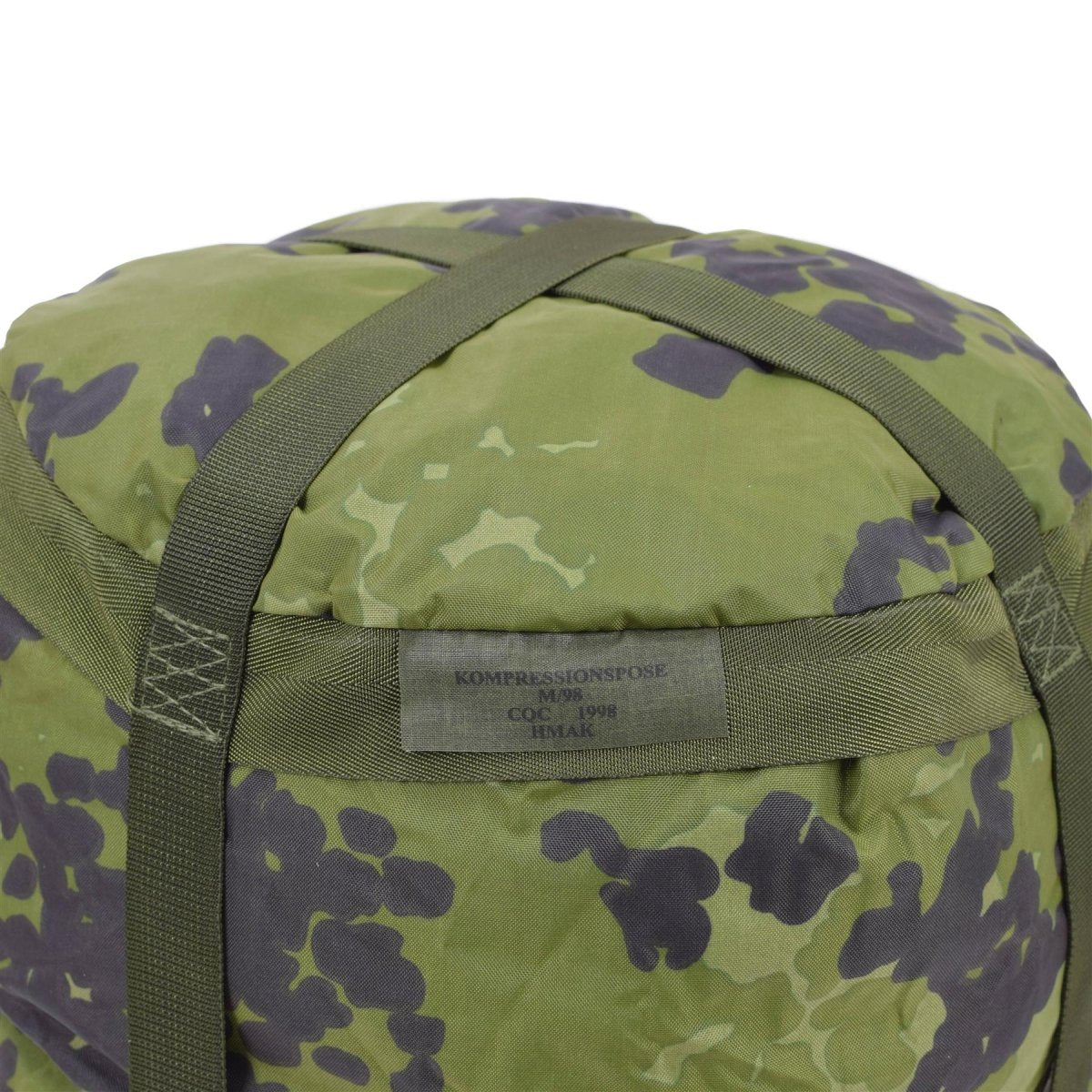 Sac de compression militaire danois d'origine M84 camouflage enduit de PU léger NEUF