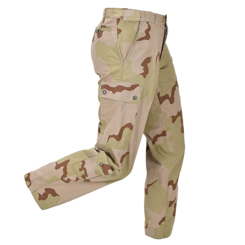 Pantalon de campagne militaire néerlandais original avec poches cargo et camouflage désert