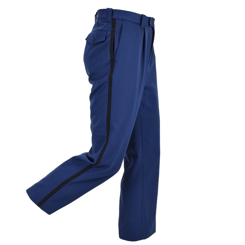 Pantalon militaire néerlandais d'origine pour homme avec braguette zippée et poches fendues, bleu uni