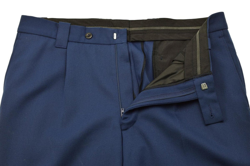 Pantalon militaire néerlandais d'origine pour homme avec braguette zippée et poches fendues, bleu uni