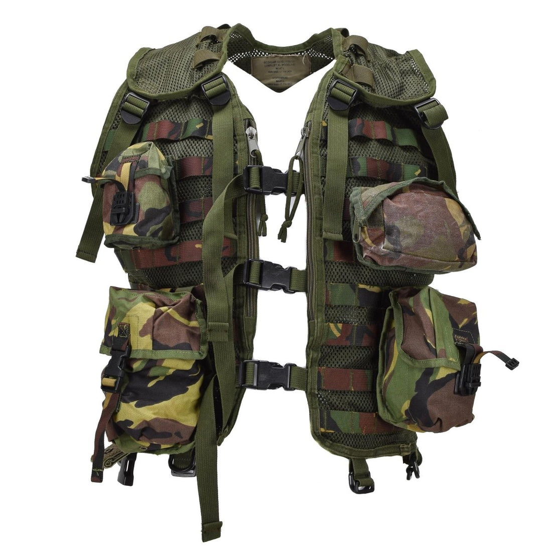 Original Dutch Military Ops Vest Utility Pouches Adjustable DPM Woodland Camo