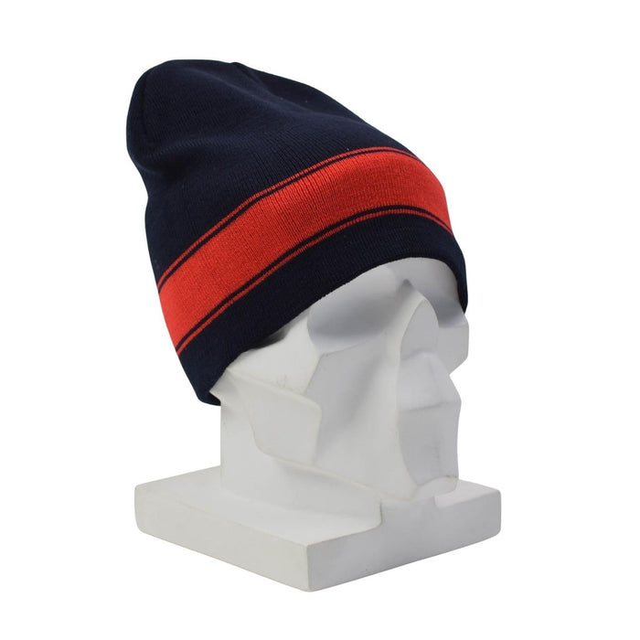Bonnet de montre d'hiver en laine militaire néerlandais original, bonnet à rayures bleu foncé et rouge - GoMilitar