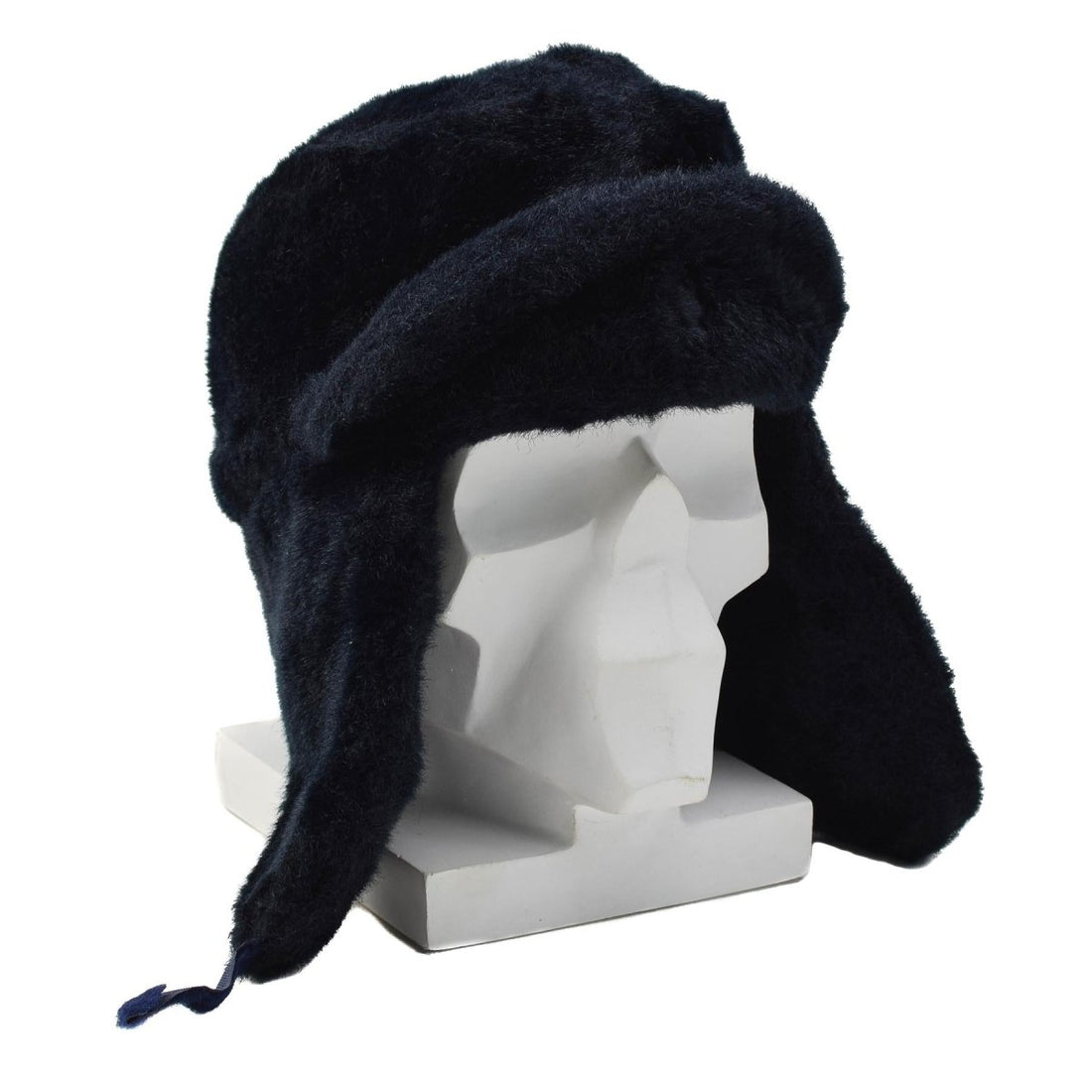 Chapeau d'hiver original de la police néerlandaise rabattable avec oreillettes renforcées sur le front bleu