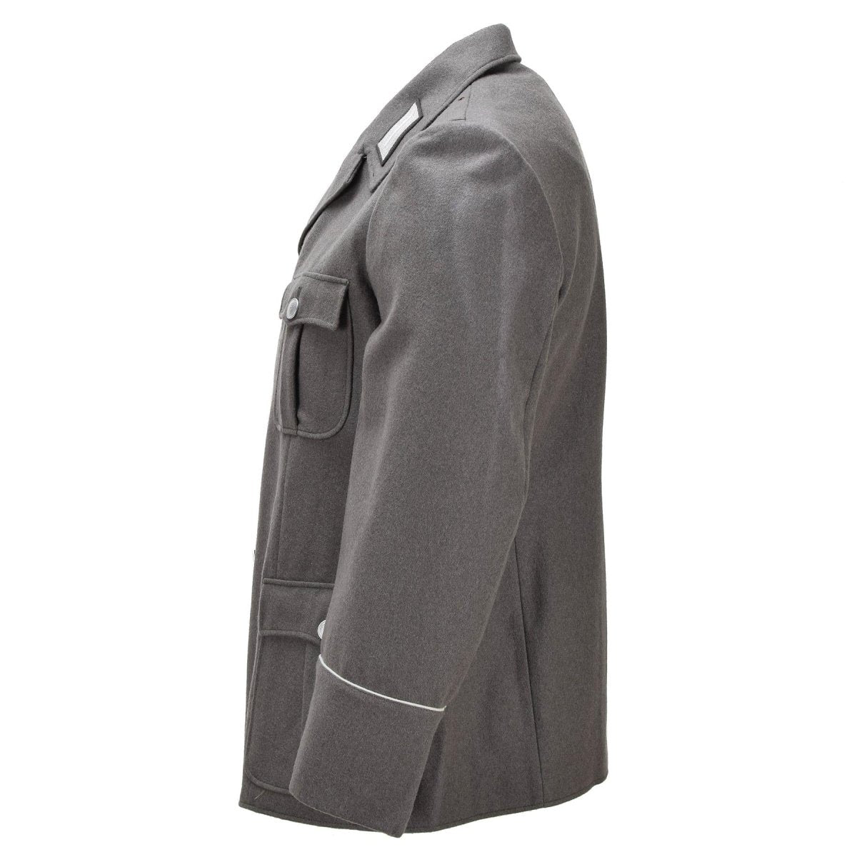 Veste militaire originale est-allemande, épaulettes, col, patchs gris