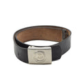 Ceinture militaire en cuir d'origine allemande de l'est, boucle de boîte en métal noire