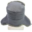 Original East German military officer trapper winter hat in gray with faux fur lining and ear flaps for cold weather protection