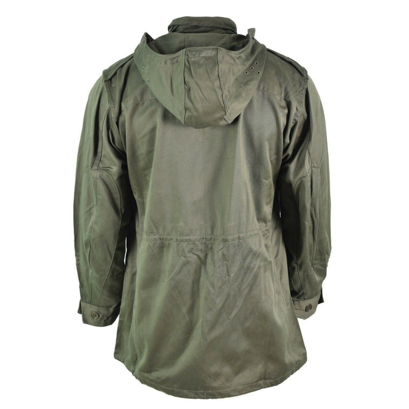 Original French army Olive OD jacket fatigue combat military hooded parka sateen - GoMilitar